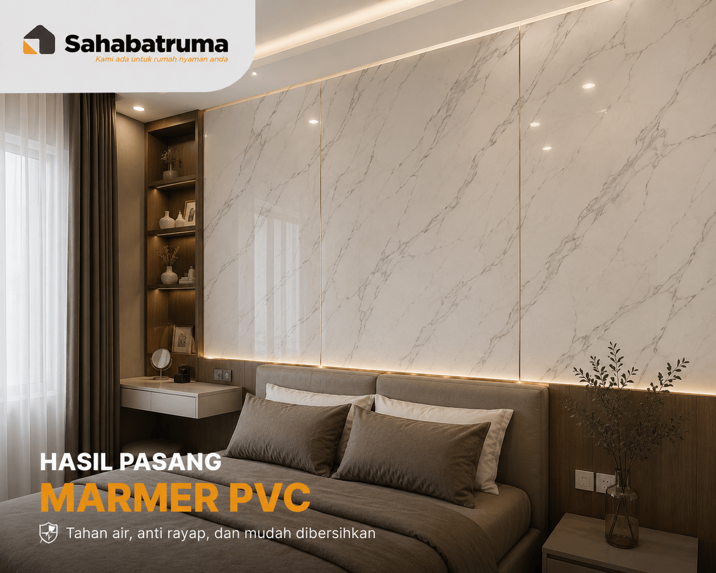 hasil pasang marmer pvc