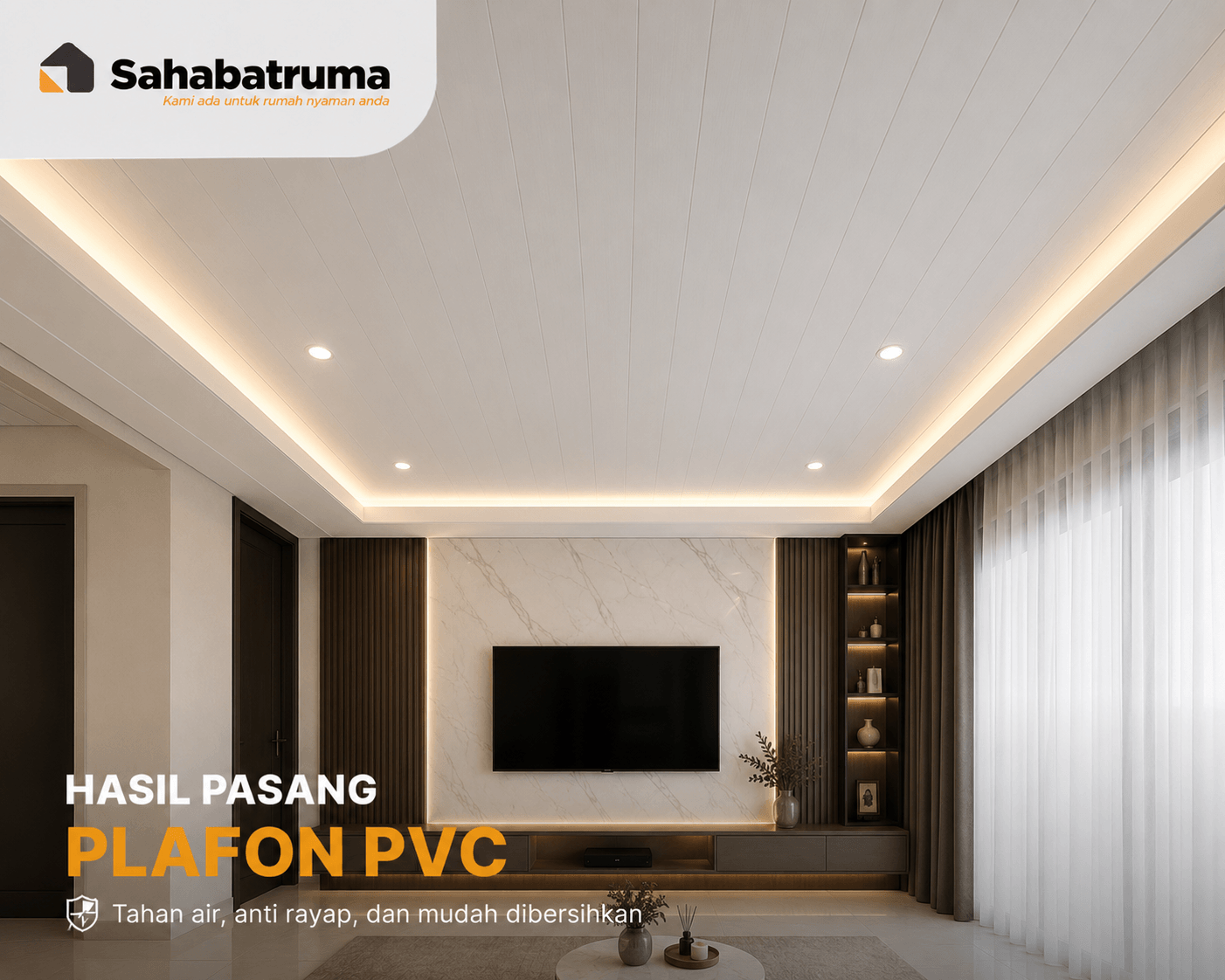 hasil pasang plafon pvc
