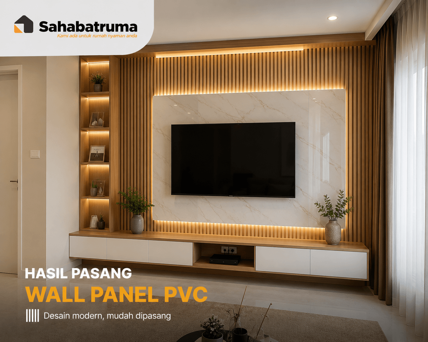 hasil pasang wall panel pvc