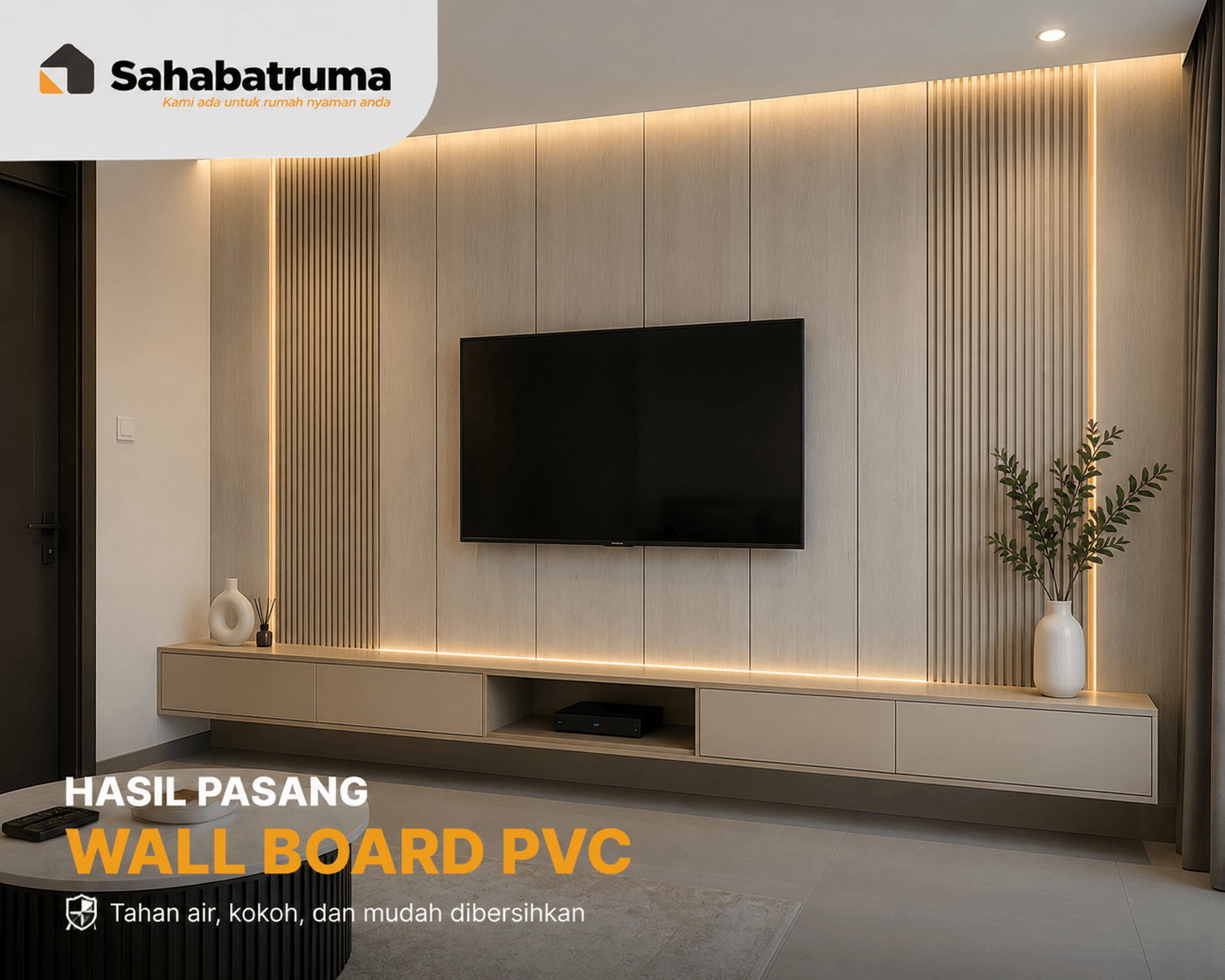 hasil pasang wallboard pvc